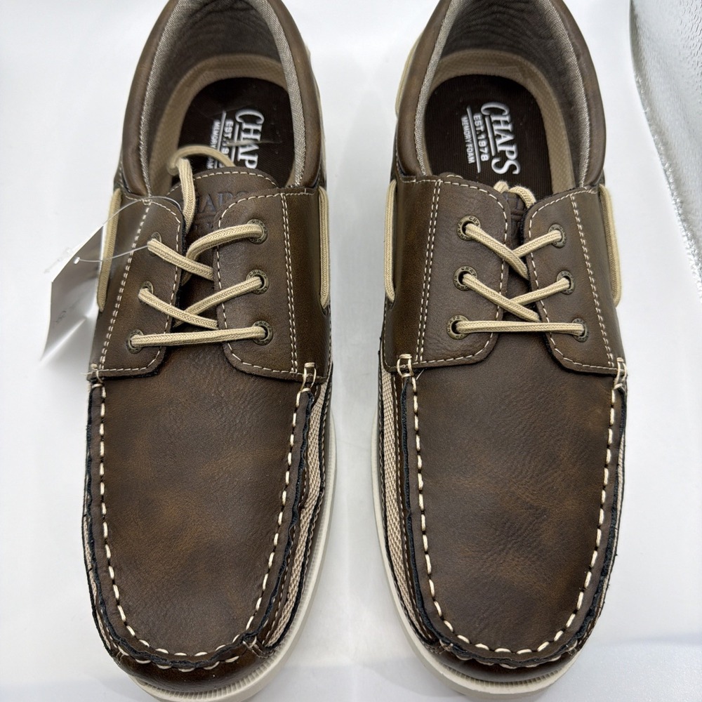 Chaps Memory Foam Comfort Flexible Boat Shoes Brown Lace Up Size 10